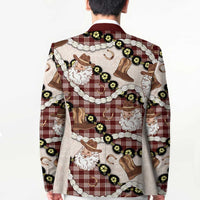 Cowboy Hawaii Mele Kalikimaka Blazer Paniolo Kukui Nut Pikake Lei Burgundy Version - Polynesian Pride