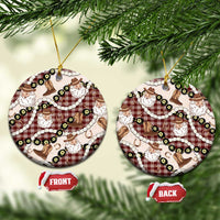 Cowboy Hawaii Mele Kalikimaka Ceramic Ornament Paniolo Kukui Nut Pikake Lei Burgundy Version - Polynesian Pride