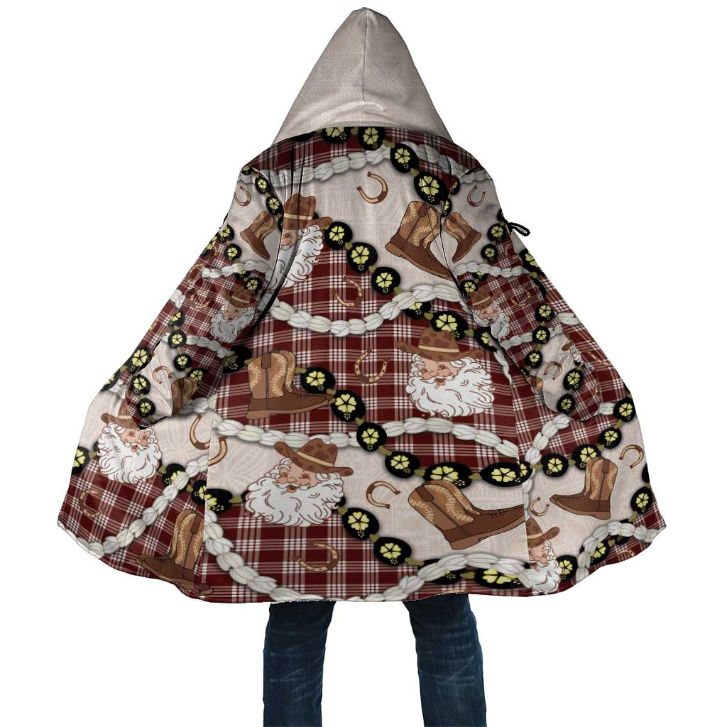 Cowboy Hawaii Mele Kalikimaka Cloak Paniolo Kukui Nut Pikake Lei Burgundy Version - Polynesian Pride