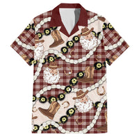 Cowboy Hawaii Mele Kalikimaka Family Matching Off Shoulder Short Dress and Hawaiian Shirt Paniolo Kukui Nut Pikake Lei Burgundy Version LT14 Dad's Shirt - Short Sleeve Burgundy - Polynesian Pride
