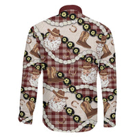 Cowboy Hawaii Mele Kalikimaka Family Matching Off Shoulder Short Dress and Hawaiian Shirt Paniolo Kukui Nut Pikake Lei Burgundy Version LT14 - Polynesian Pride