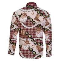 Cowboy Hawaii Mele Kalikimaka Family Matching Puletasi and Hawaiian Shirt Paniolo Kukui Nut Pikake Lei Burgundy Version - Polynesian Pride