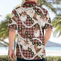 Cowboy Hawaii Mele Kalikimaka Hawaiian Shirt Paniolo Kukui Nut Pikake Lei Burgundy Version - Polynesian Pride