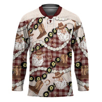 Cowboy Hawaii Mele Kalikimaka Hockey Jersey Paniolo Kukui Nut Pikake Lei Burgundy Version - Polynesian Pride