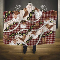 Cowboy Hawaii Mele Kalikimaka Hooded Blanket Paniolo Kukui Nut Pikake Lei Burgundy Version LT14 - Polynesian Pride