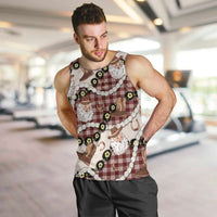 Cowboy Hawaii Mele Kalikimaka Men Tank Top Paniolo Kukui Nut Pikake Lei Burgundy Version LT14 Burgundy - Polynesian Pride