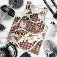 Cowboy Hawaii Mele Kalikimaka Men Tank Top Paniolo Kukui Nut Pikake Lei Burgundy Version LT14 - Polynesian Pride