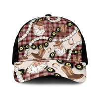 Cowboy Hawaii Mele Kalikimaka Mesh Trucker Cap Paniolo Kukui Nut Pikake Lei Burgundy Version - Polynesian Pride