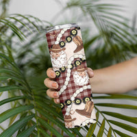 Cowboy Hawaii Mele Kalikimaka Skinny Tumbler Paniolo Kukui Nut Pikake Lei Burgundy Version - Polynesian Pride