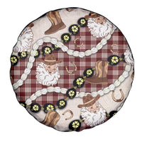 Cowboy Hawaii Mele Kalikimaka Spare Tire Cover Paniolo Kukui Nut Pikake Lei Burgundy Version - Polynesian Pride