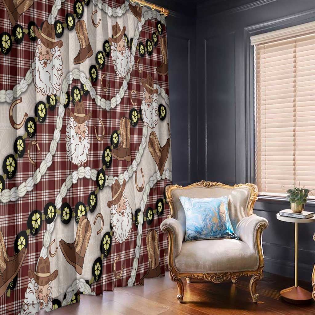 Cowboy Hawaii Mele Kalikimaka Window Curtain Paniolo Kukui Nut Pikake Lei Burgundy Version - Polynesian Pride