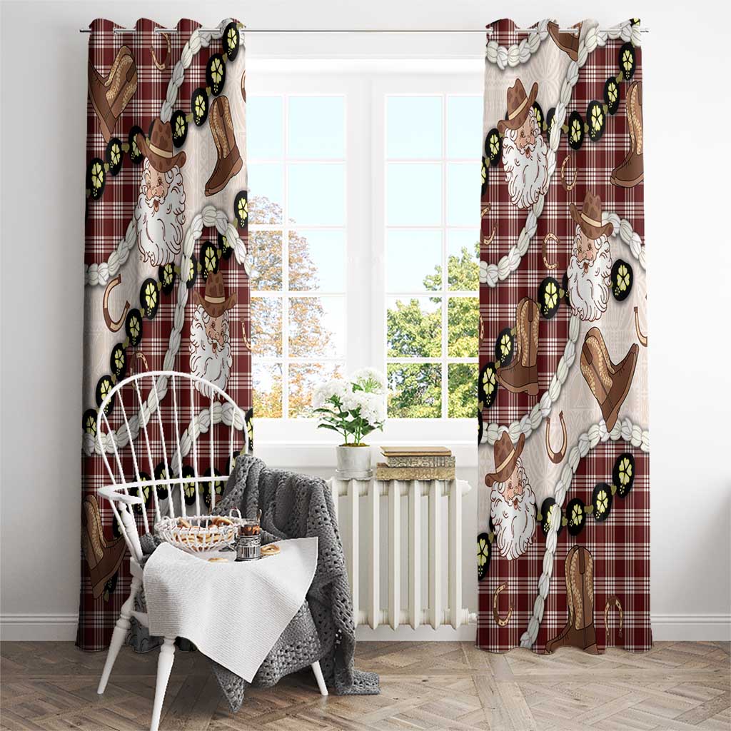 Cowboy Hawaii Mele Kalikimaka Window Curtain Paniolo Kukui Nut Pikake Lei Burgundy Version - Polynesian Pride