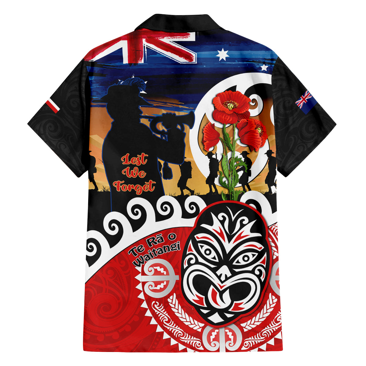 New Zealand Waitangi And ANZAC Day Family Matching Off Shoulder Maxi Dress and Hawaiian Shirt Aotearoa Maori Tiki With Last Post LT14 - Polynesian Pride