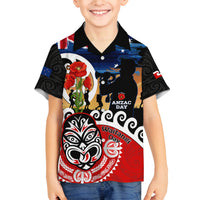 New Zealand Waitangi And ANZAC Day Family Matching Tank Maxi Dress and Hawaiian Shirt Aotearoa Maori Tiki With Last Post LT14 Son's Shirt Black - Polynesian Pride