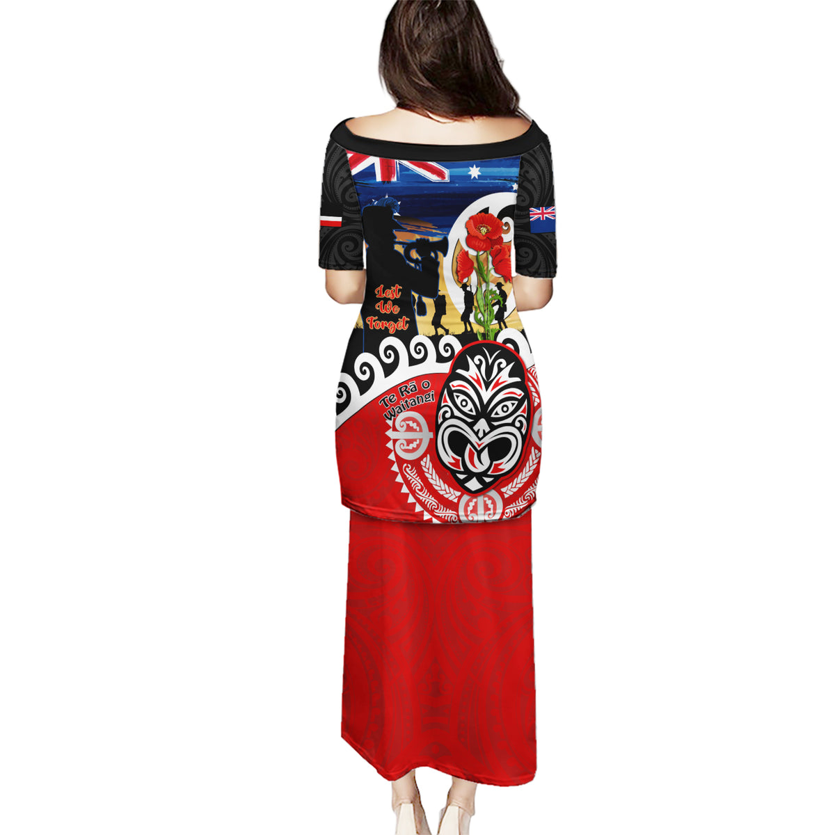 New Zealand Waitangi And ANZAC Day Puletasi Aotearoa Maori Tiki With Last Post LT14 - Polynesian Pride