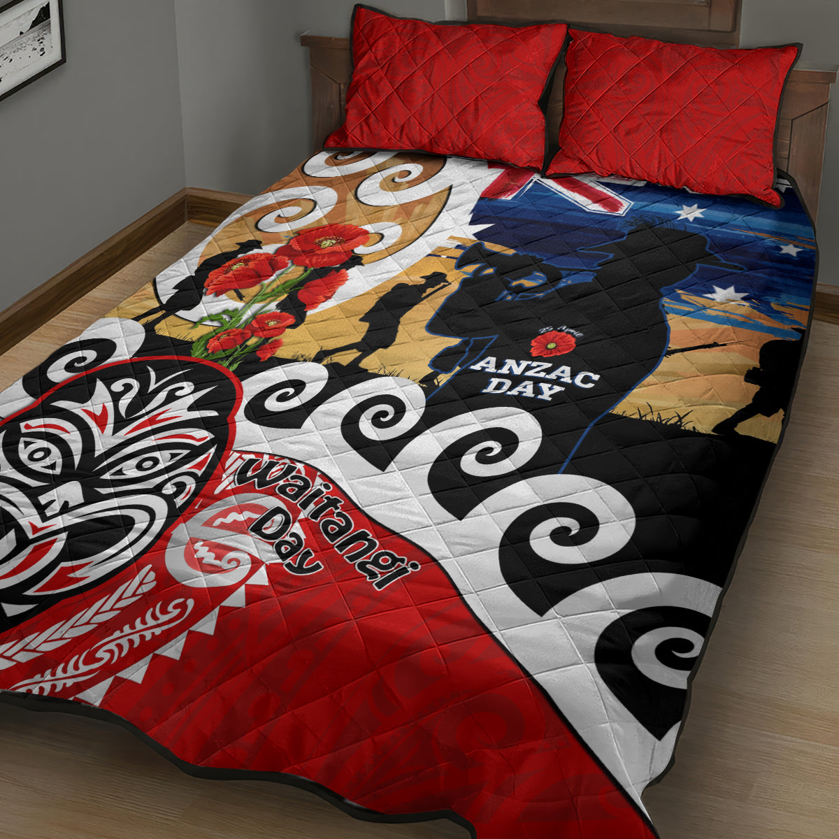 New Zealand Waitangi And ANZAC Day Quilt Bed Set Aotearoa Maori Tiki With Last Post
