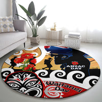 New Zealand Waitangi And ANZAC Day Round Carpet Aotearoa Maori Tiki With Last Post LT14 - Polynesian Pride