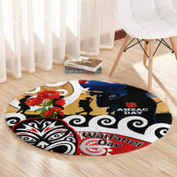New Zealand Waitangi And ANZAC Day Round Carpet Aotearoa Maori Tiki With Last Post LT14 - Polynesian Pride