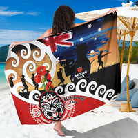 New Zealand Waitangi And ANZAC Day Sarong Aotearoa Maori Tiki With Last Post LT14 One Size 44 x 66 inches Black - Polynesian Pride