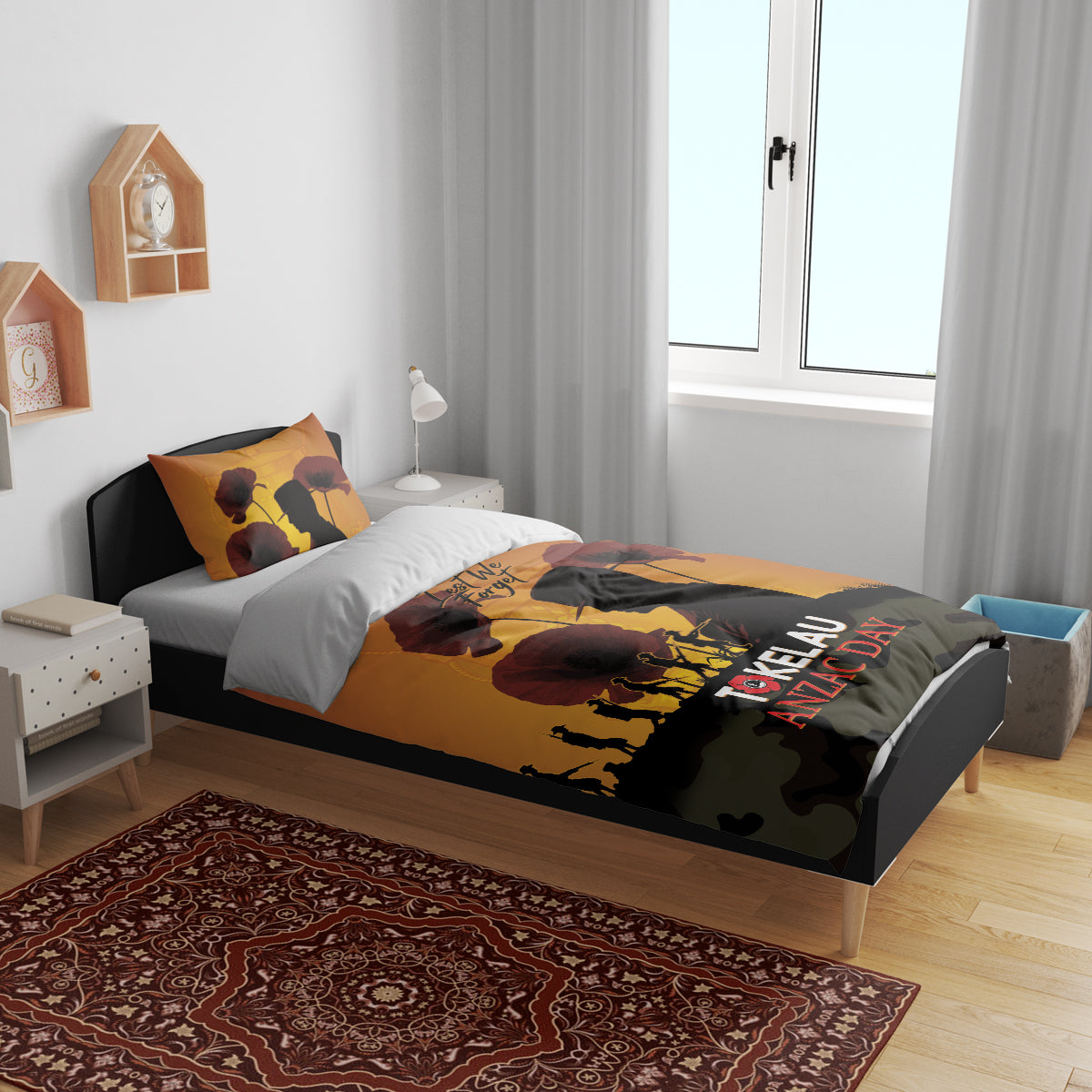 Tokelau ANZAC Day Bedding Set Camouflage With Poppies Lest We Forget LT14 - Polynesian Pride