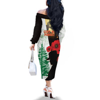 Norfolk Island ANZAC Day Family Matching Off Shoulder Long Sleeve Dress and Hawaiian Shirt Pine Tree With Poppies Lest We Forget LT14 - Polynesian Pride