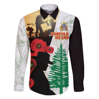 Norfolk Island ANZAC Day Family Matching Tank Maxi Dress and Hawaiian Shirt Pine Tree With Poppies Lest We Forget LT14 Dad's Shirt - Long Sleeve White - Polynesian Pride