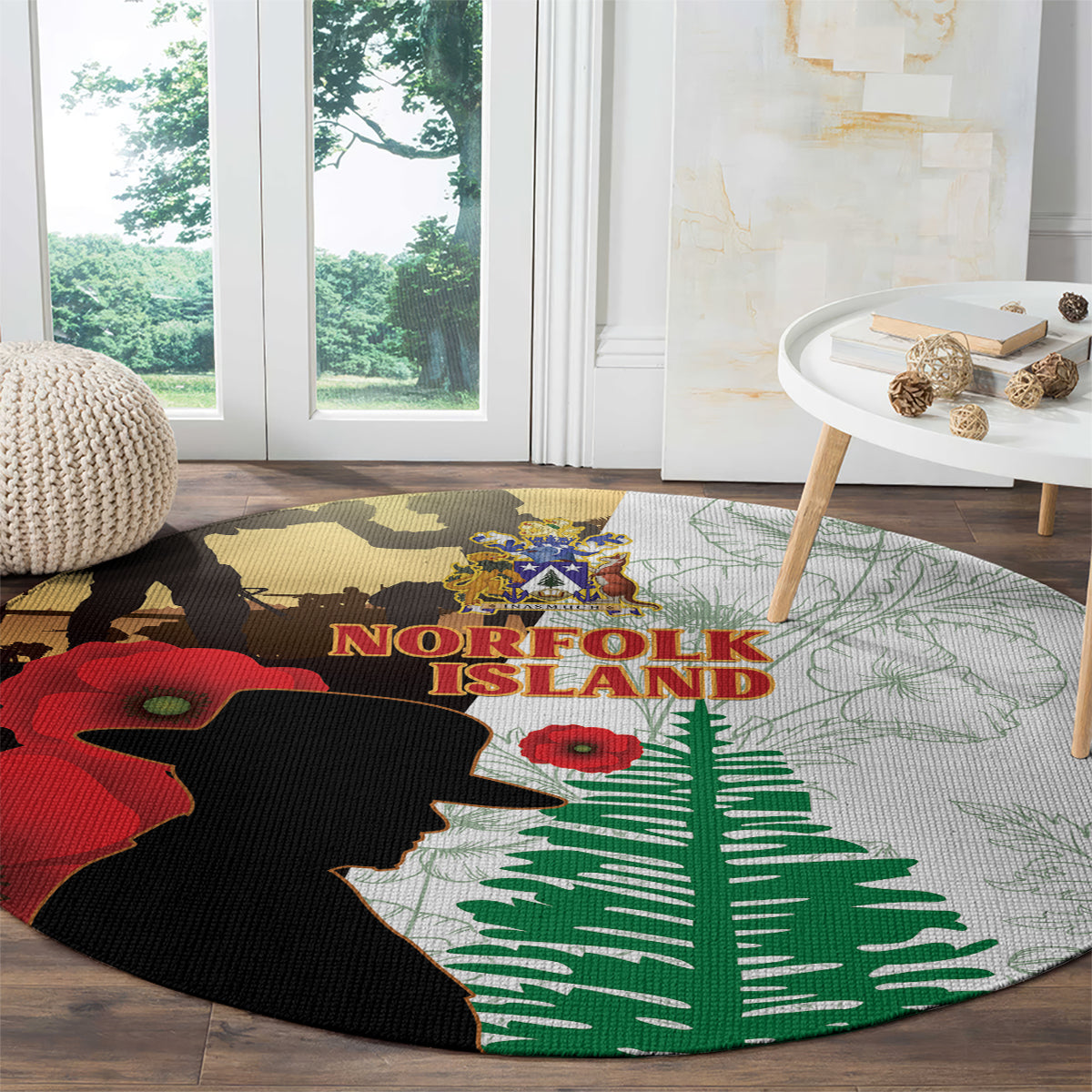 Norfolk Island ANZAC Day Round Carpet Pine Tree With Poppies Lest We Forget LT14 - Polynesian Pride