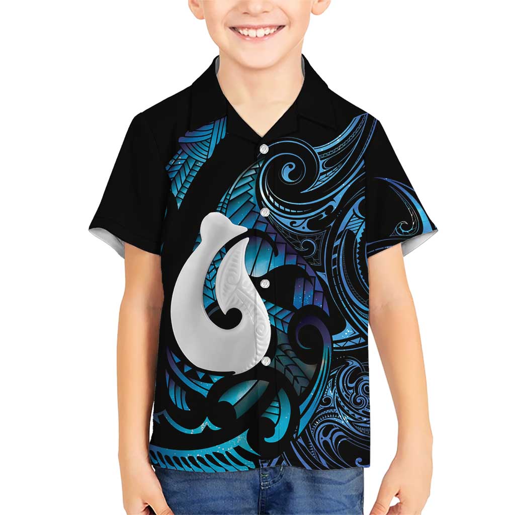 Hei Matau New Zealand Matariki Family Matching Off The Shoulder Long Sleeve Dress and Hawaiian Shirt NZ Fish Hook Maori Art