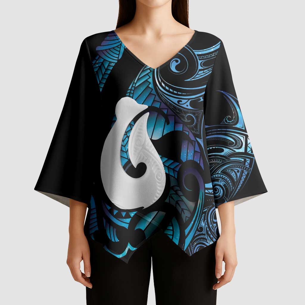 Hei Matau New Zealand Matariki Kimono Sleeve Blouse NZ Fish Hook Maori Art