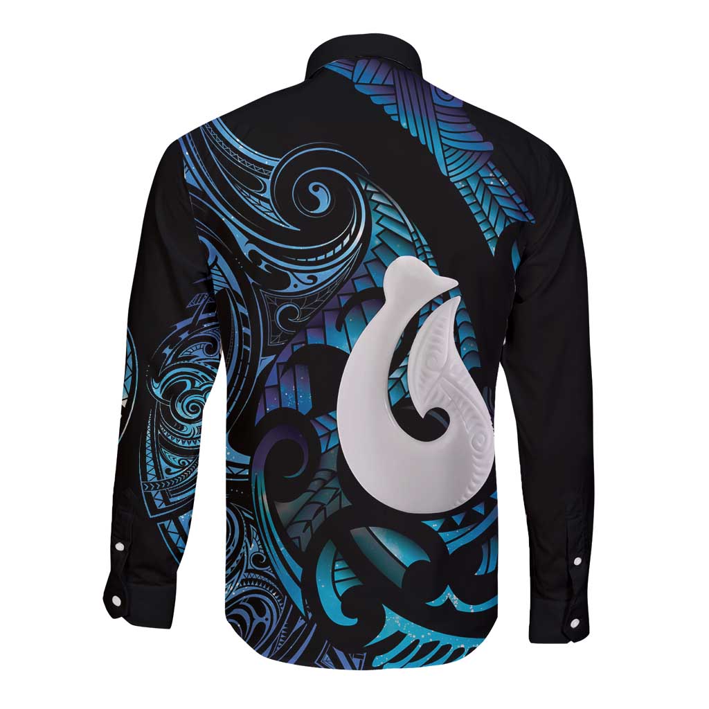 Hei Matau New Zealand Matariki Long Sleeve Button Shirt NZ Fish Hook Maori Art