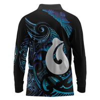 Hei Matau New Zealand Matariki Long Sleeve Polo Shirt NZ Fish Hook Maori Art