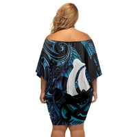 Hei Matau New Zealand Matariki Off Shoulder Short Dress NZ Fish Hook Maori Art LT14 - Polynesian Pride