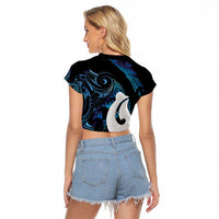 Hei Matau New Zealand Matariki Raglan Cropped T Shirt NZ Fish Hook Maori Art LT14 - Polynesian Pride