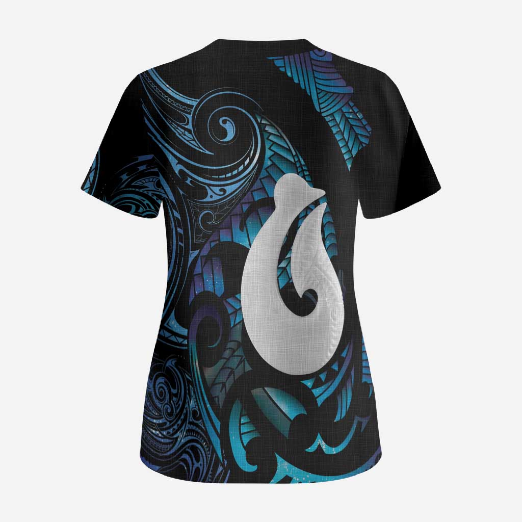 Hei Matau New Zealand Matariki Scrub Top NZ Fish Hook Maori Art LT14 - Polynesian Pride