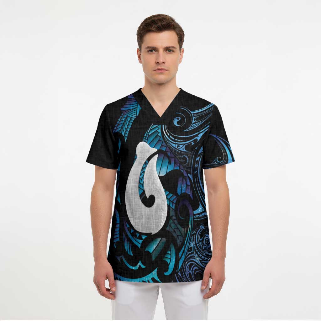 Hei Matau New Zealand Matariki Scrub Top NZ Fish Hook Maori Art LT14 - Polynesian Pride