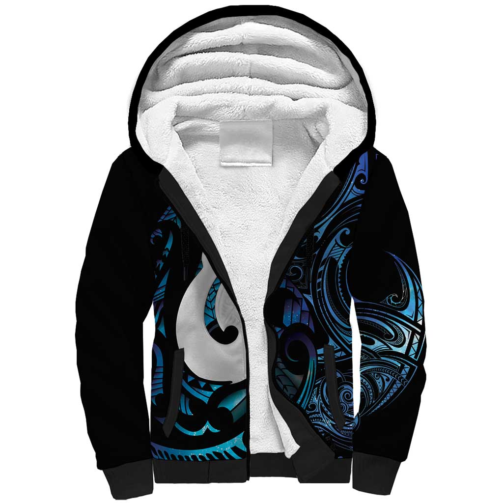 Hei Matau New Zealand Matariki Sherpa Hoodie NZ Fish Hook Maori Art