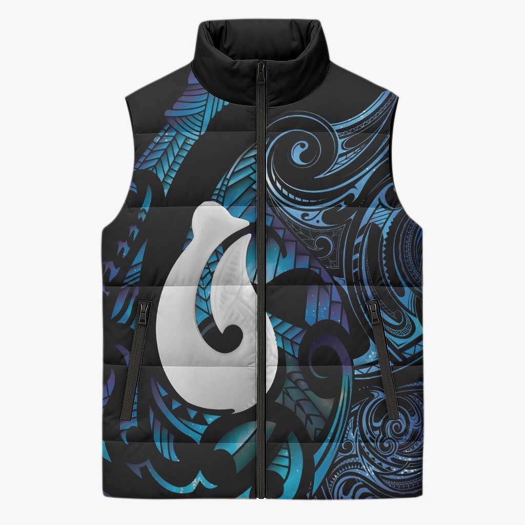 Hei Matau New Zealand Matariki Sleeveless Puffer Jacket NZ Fish Hook Maori Art