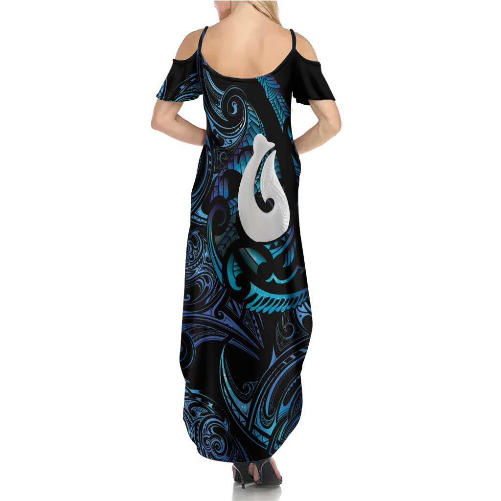 Hei Matau New Zealand Matariki Summer Maxi Dress NZ Fish Hook Maori Art