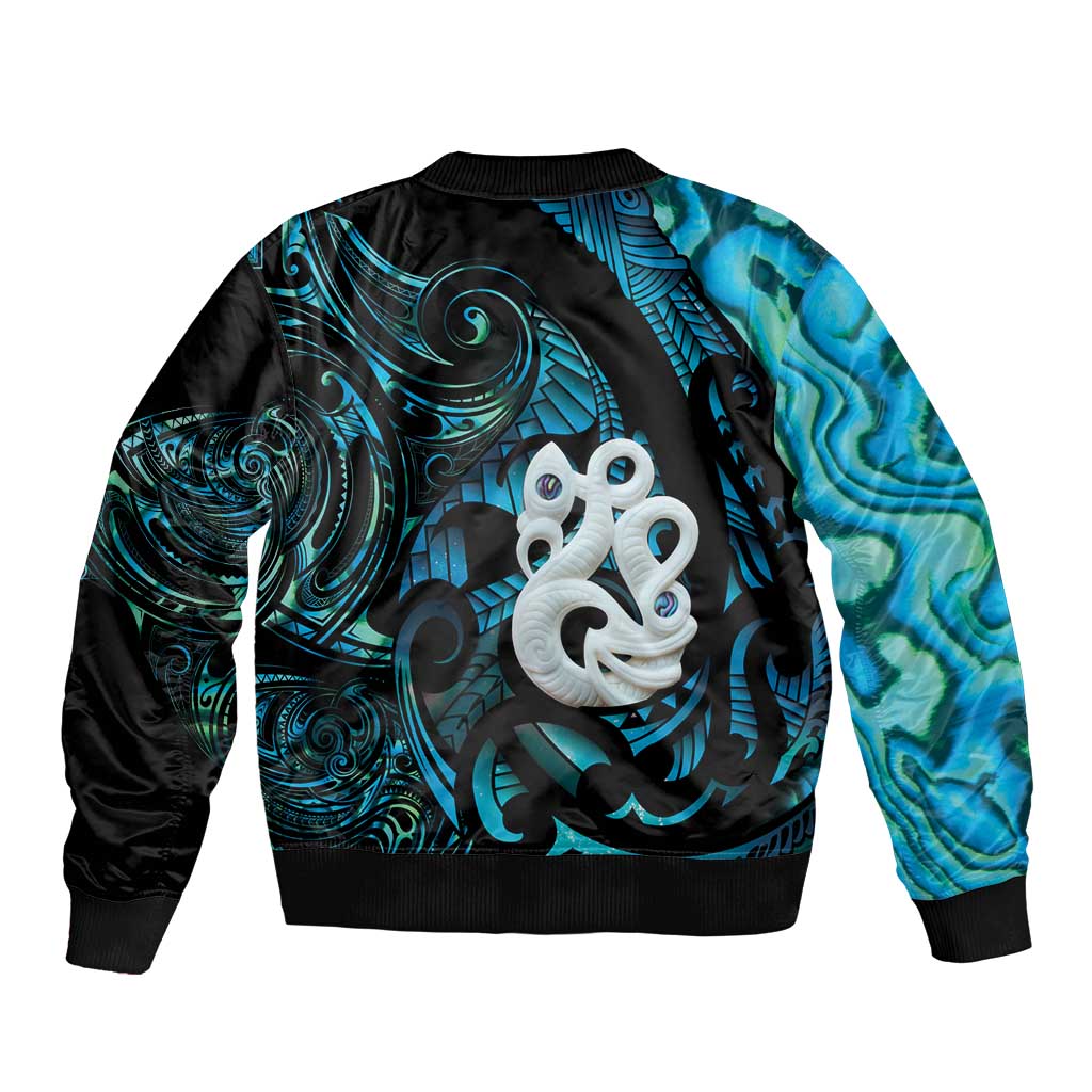 Manaia New Zealand Matariki Bomber Jacket NZ Paua Shell Maori Art