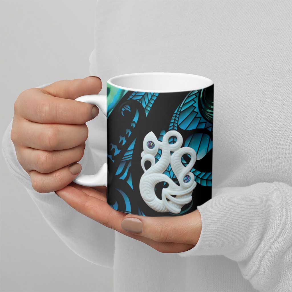 Manaia New Zealand Matariki Ceramic Mug NZ Paua Shell Maori Art