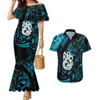 Manaia New Zealand Matariki Couples Matching Mermaid Dress and Hawaiian Shirt NZ Paua Shell Maori Art