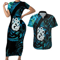 Manaia New Zealand Matariki Couples Matching Short Sleeve Bodycon Dress and Hawaiian Shirt NZ Paua Shell Maori Art