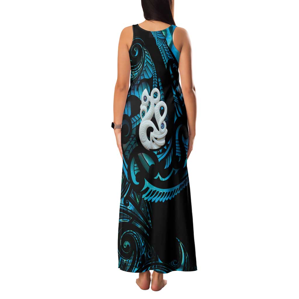 Manaia New Zealand Matariki Family Matching Tank Maxi Dress and Hawaiian Shirt NZ Paua Shell Maori Art