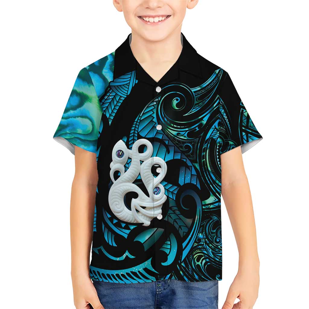 Manaia New Zealand Matariki Kid Hawaiian Shirt NZ Paua Shell Maori Art LT14 Kid Turquoise - Polynesian Pride