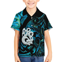 Manaia New Zealand Matariki Kid Hawaiian Shirt NZ Paua Shell Maori Art LT14 Kid Turquoise - Polynesian Pride