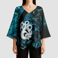Manaia New Zealand Matariki Kimono Sleeve Blouse NZ Paua Shell Maori Art