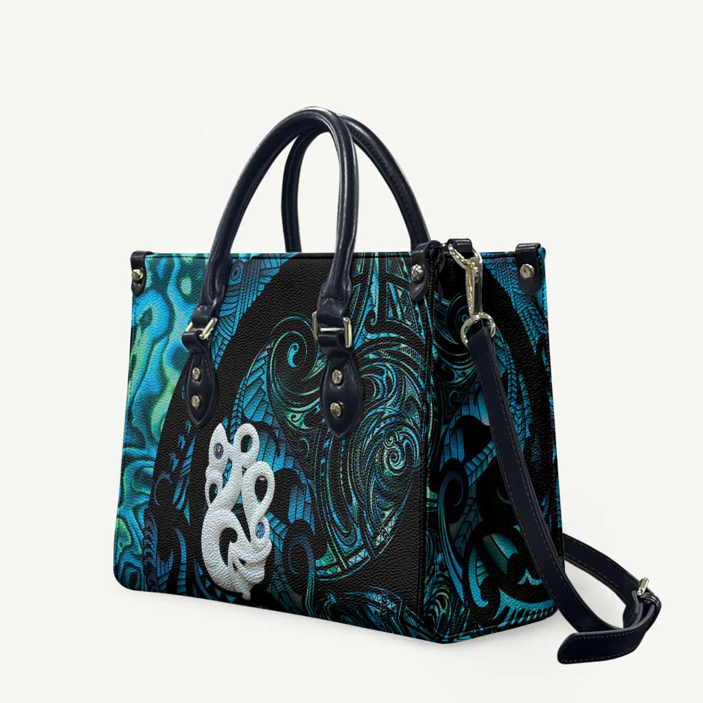 Manaia New Zealand Matariki Leather Bag NZ Paua Shell Maori Art LT14 Turquoise - Polynesian Pride