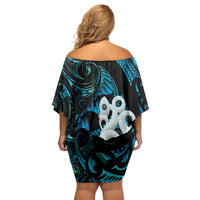 Manaia New Zealand Matariki Off Shoulder Short Dress NZ Paua Shell Maori Art LT14 - Polynesian Pride