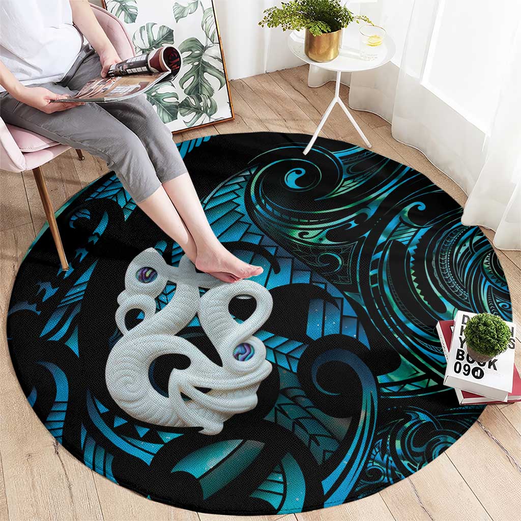 Manaia New Zealand Matariki Round Carpet NZ Paua Shell Maori Art