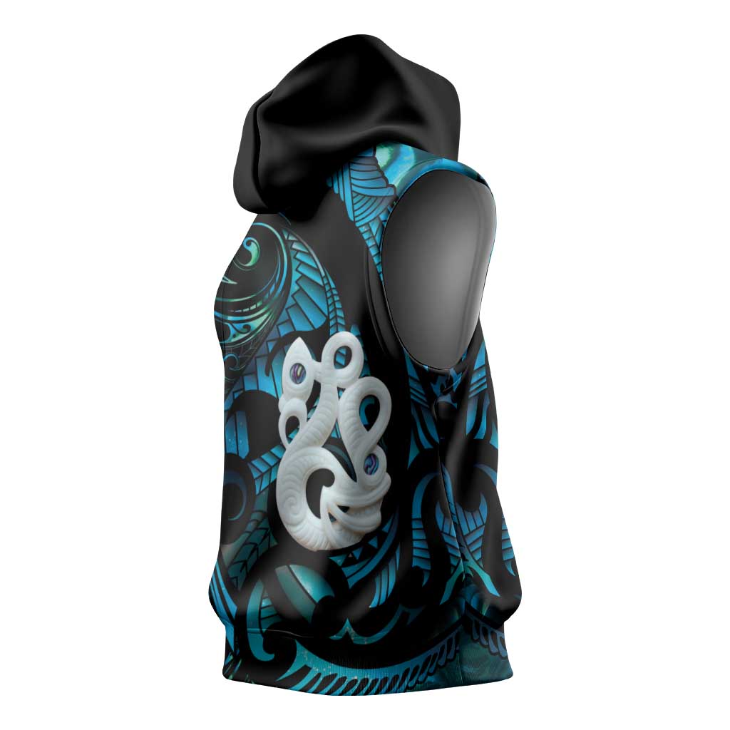 Manaia New Zealand Matariki Sleeveless Hoodie NZ Paua Shell Maori Art